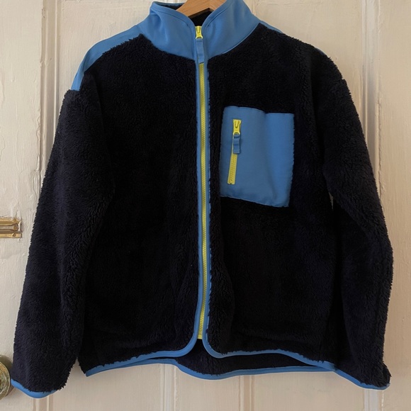 J. Crew Jackets & Blazers - J Crew Fleece Jacket with Blue and Neon Yellow Accents in XS